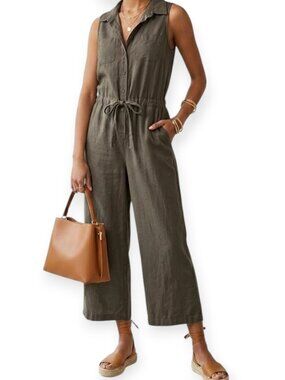 Universal Thread Green XS Sleeveless Utility Wide Leg Cropped Jumpsuit
